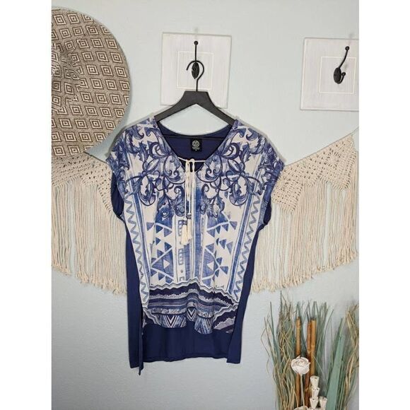 bobeau Tops - Bobeau Blue Aztec Tunic Top